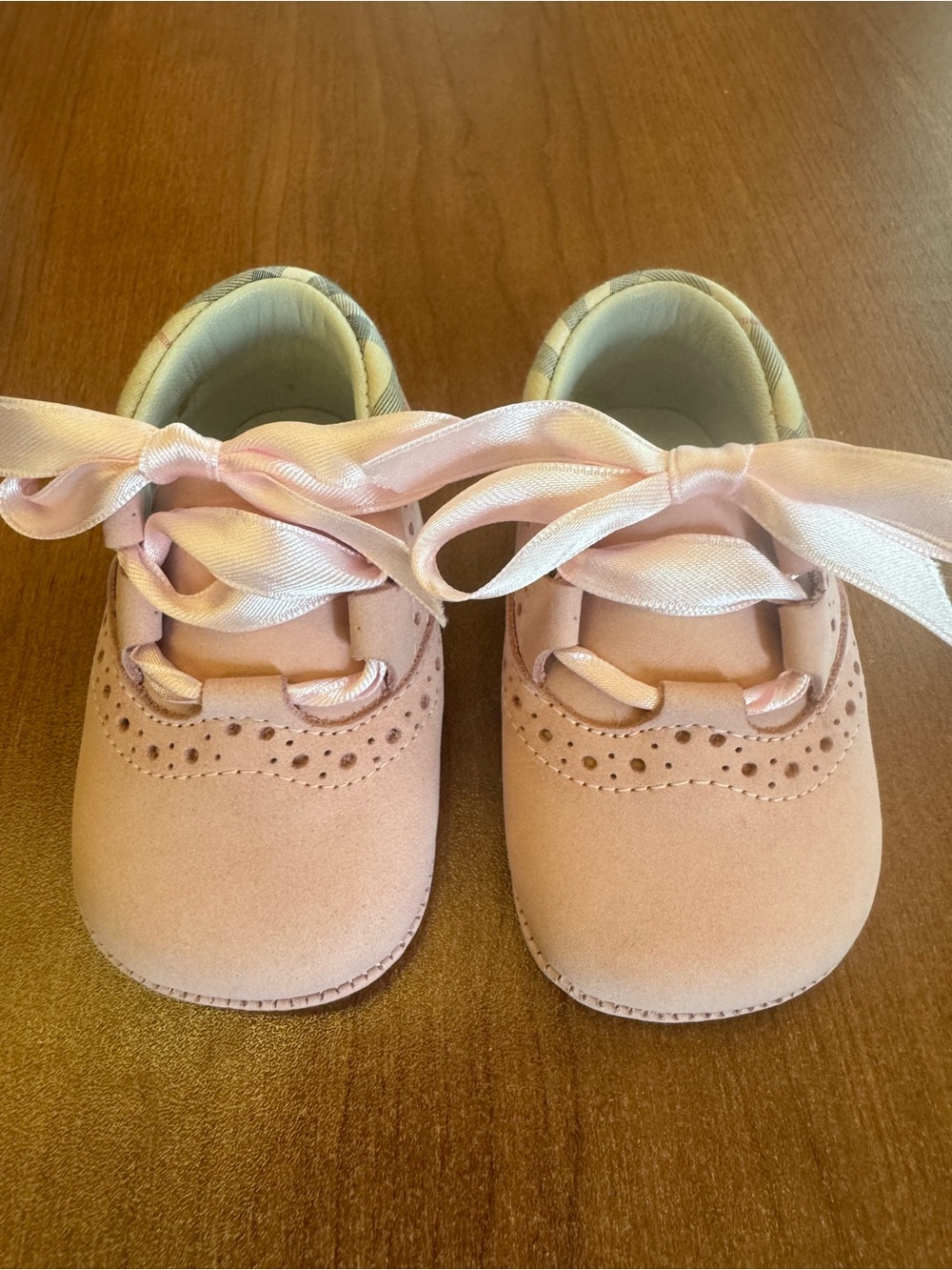 Burberry Baby Pink Lace-Up Brogue Walker Shoes